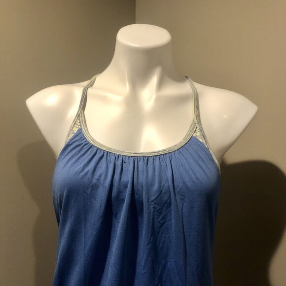 Lululemon Athletica Tank Top 6 Blue W/ Sports Bra Racerback Loose Fit Scoop Neck - Picture 13 of 14